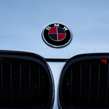 Schwarz & Rot Carbon Abzeichen Emblem Überzug für BMW